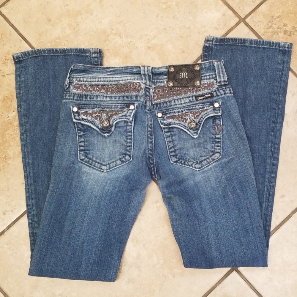 Miss Me Jeans Boot Cut Flap Pocket Size 28 Blue